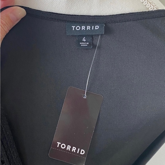 Torrid Plus Size 4 Black Lace Up Tassel Velvet Bell Sleeve Dress NWT - Picture 11 of 12